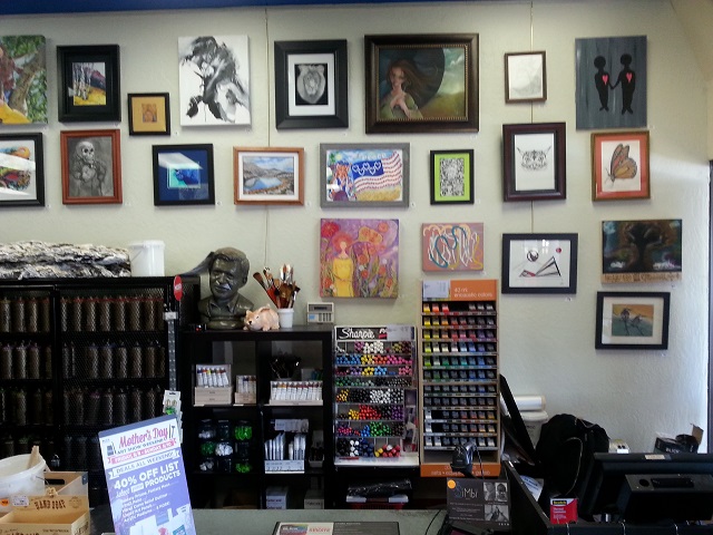 Larisa's Art work "Peace & Love for US"(#4) on Mother's Day Art Show 2015 at Blick Art Supplice Store on 1612 Hove Ave. Sacramento, CA 95825